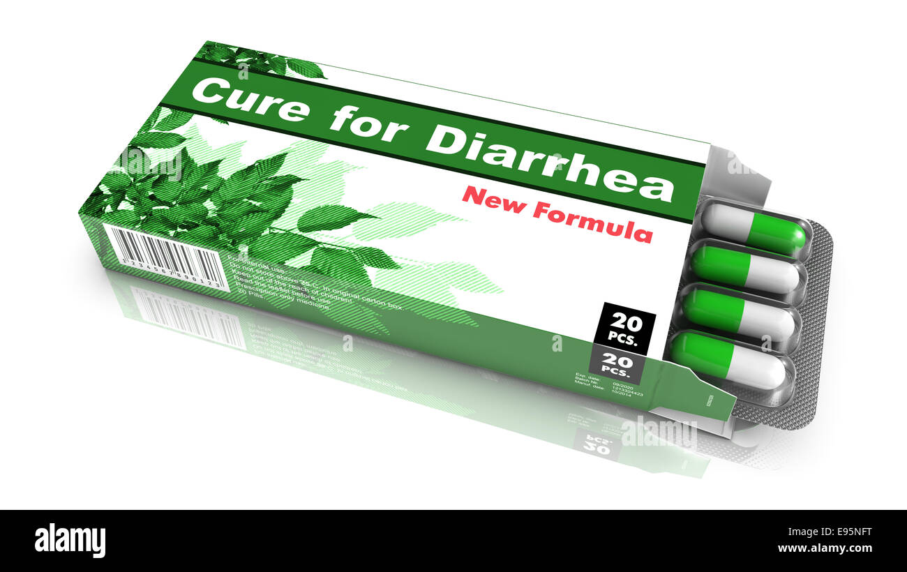 Cura para la diarrea - paquete de píldoras. Foto de stock