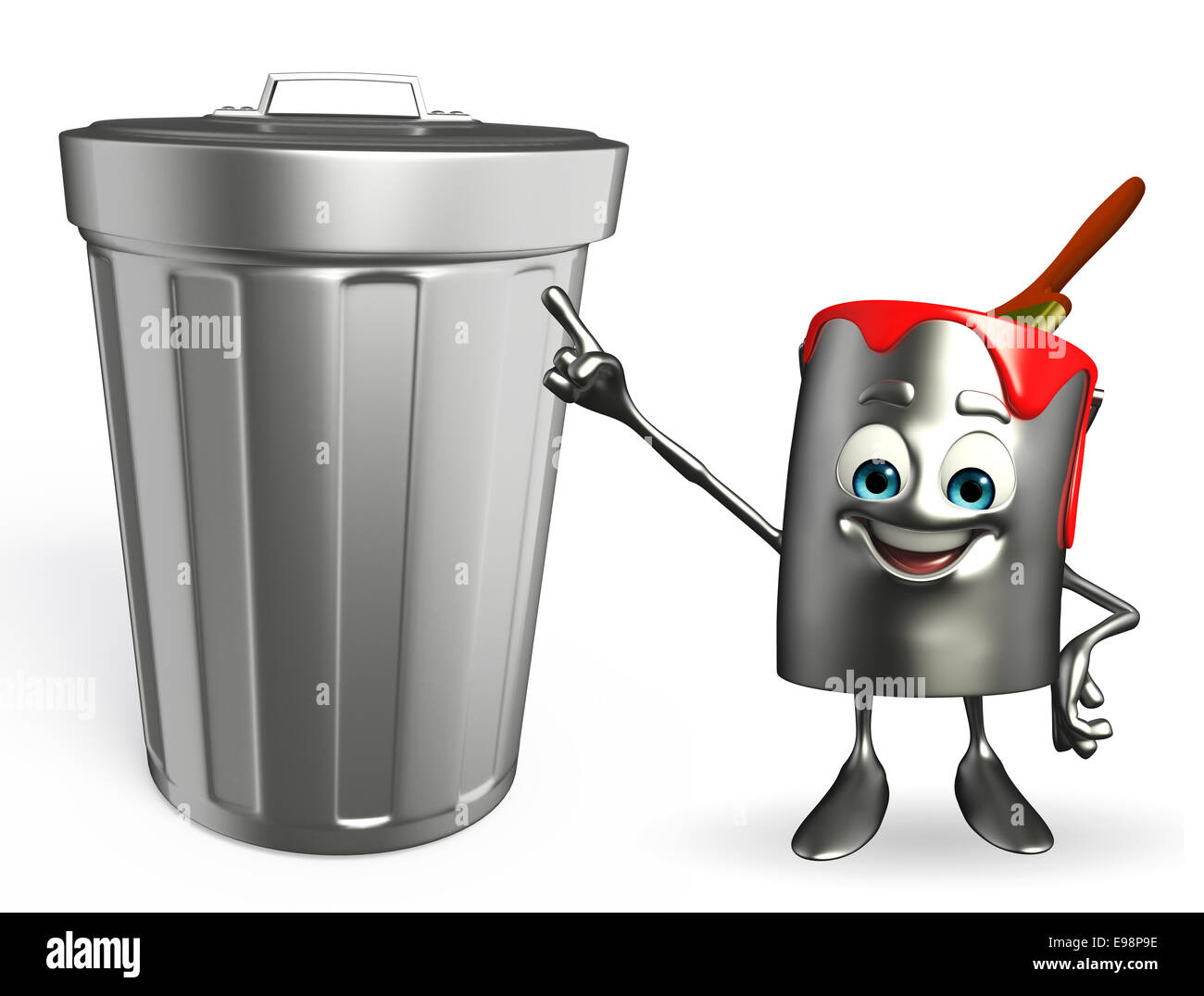 Personaje de dibujos animados de Bote de pintura con cubo de basura  Fotografía de stock - Alamy