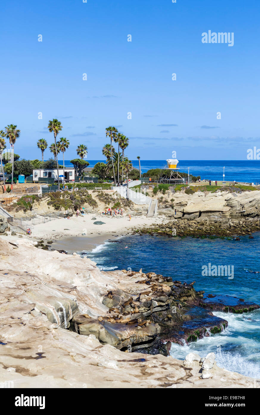 La playa de La Jolla Cove, La Jolla, el condado de San Diego, California, EE.UU. Foto de stock