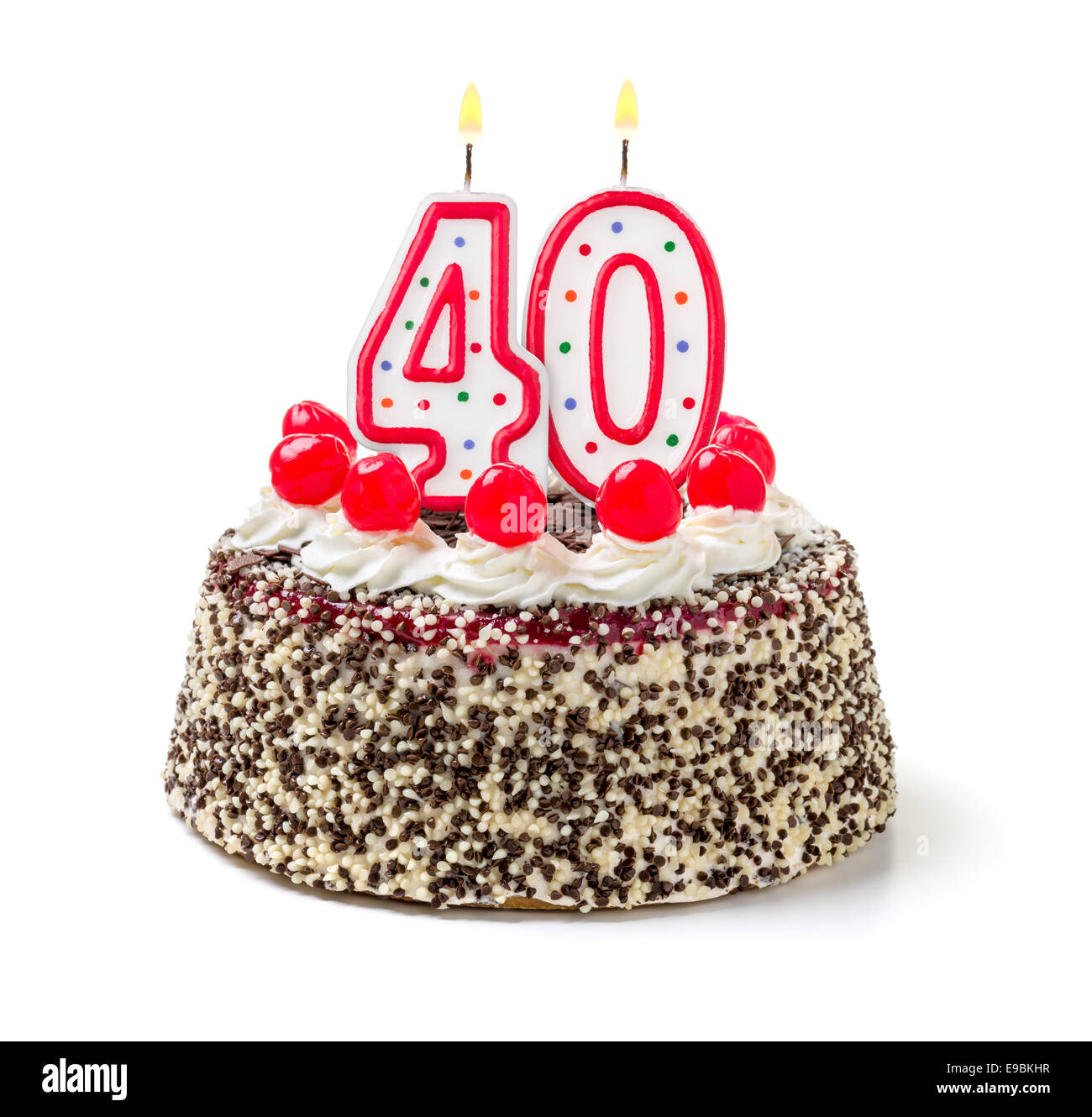Tarta de cumpleaños con velas encendidas) número 40 Fotografía de stock -  Alamy