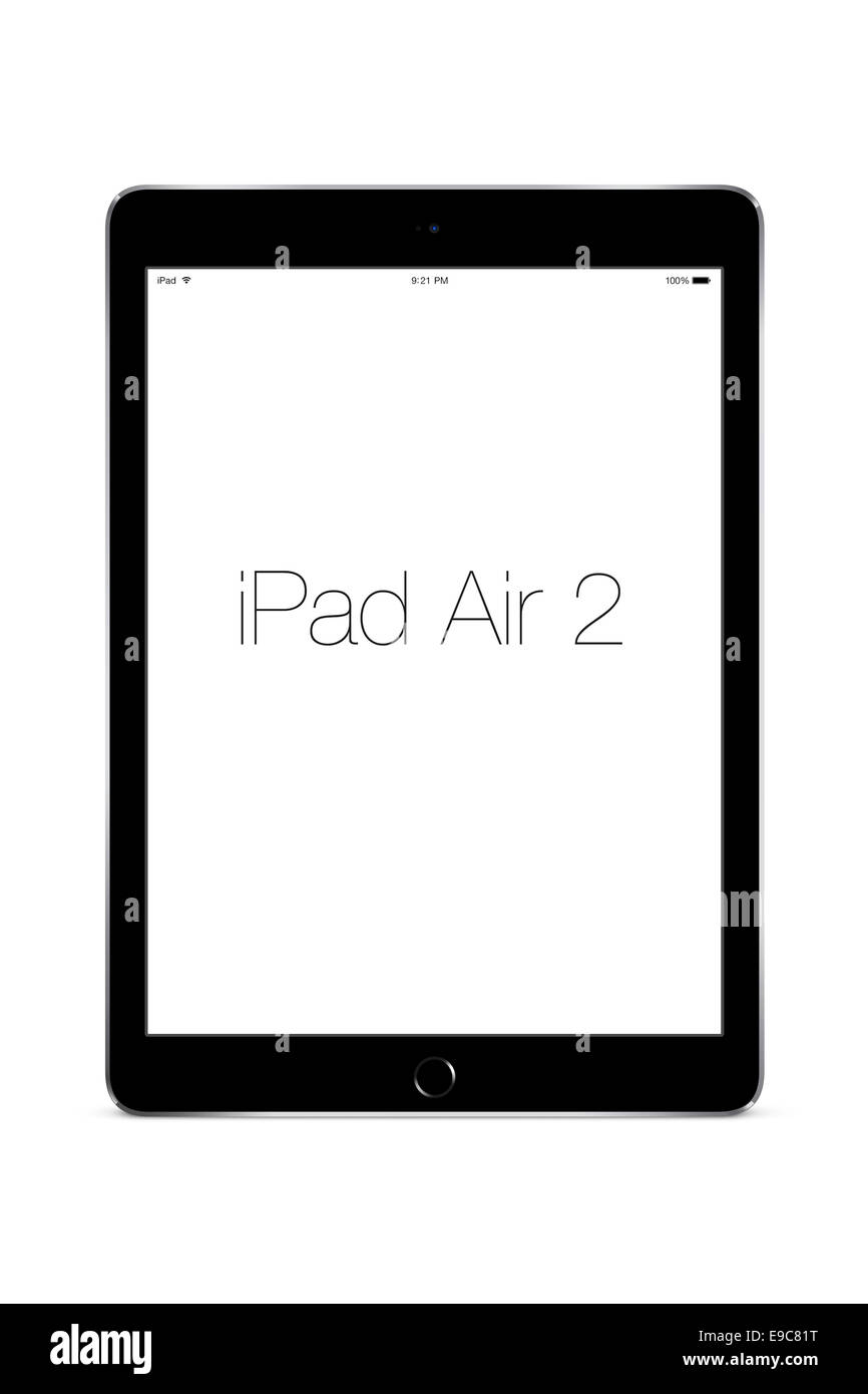 Tablet ipad 2 espacio de aire gris, ilustraciones generada digitalmente. Foto de stock