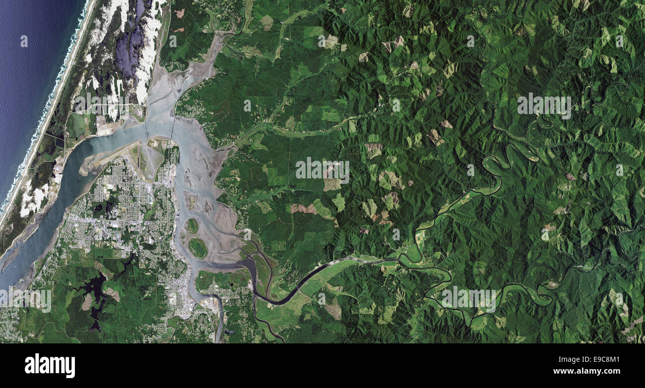 Foto aérea mapa de Coos Bay, Oregon Foto de stock