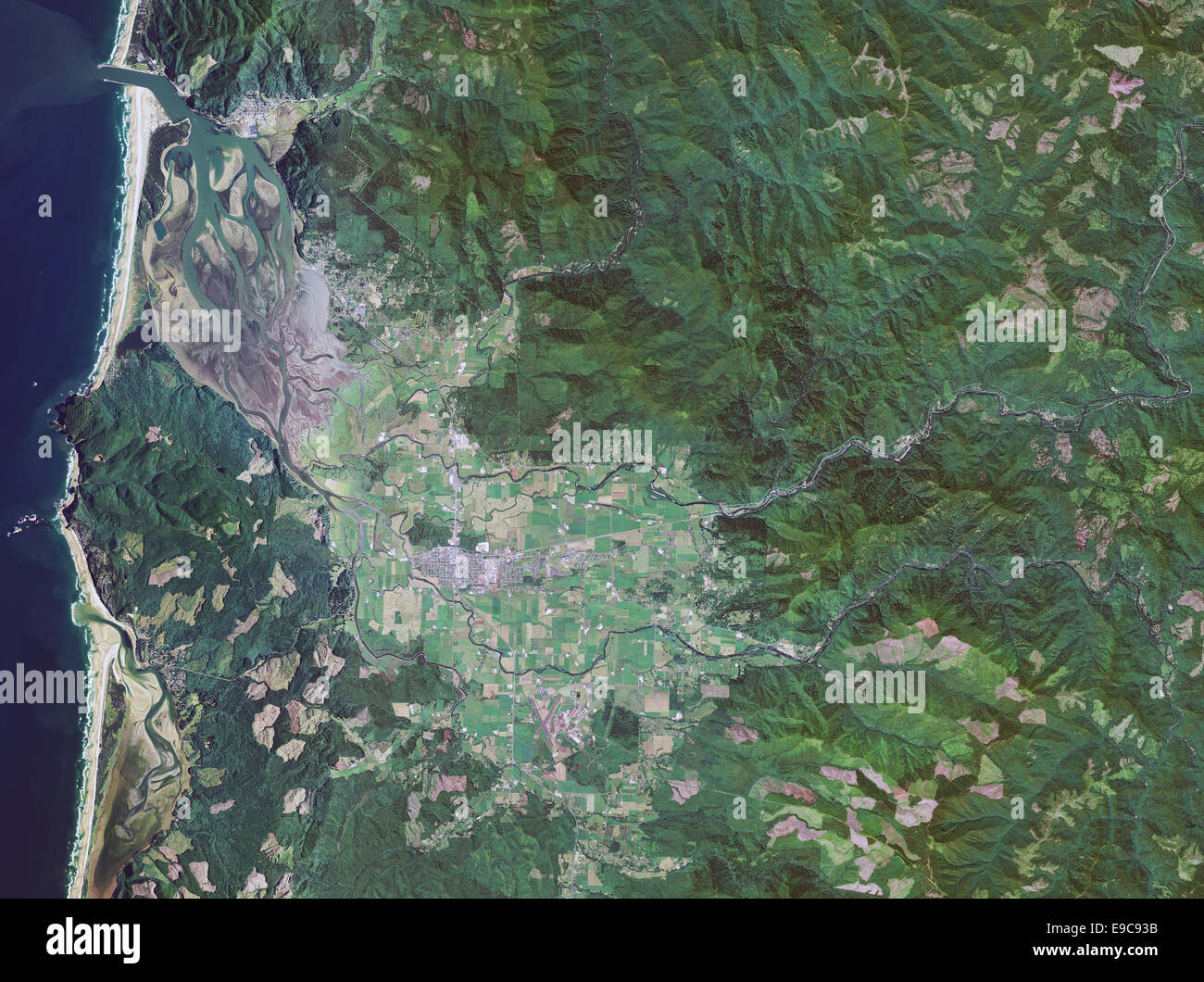 Foto aérea mapa de Tilamook, Oregón Foto de stock