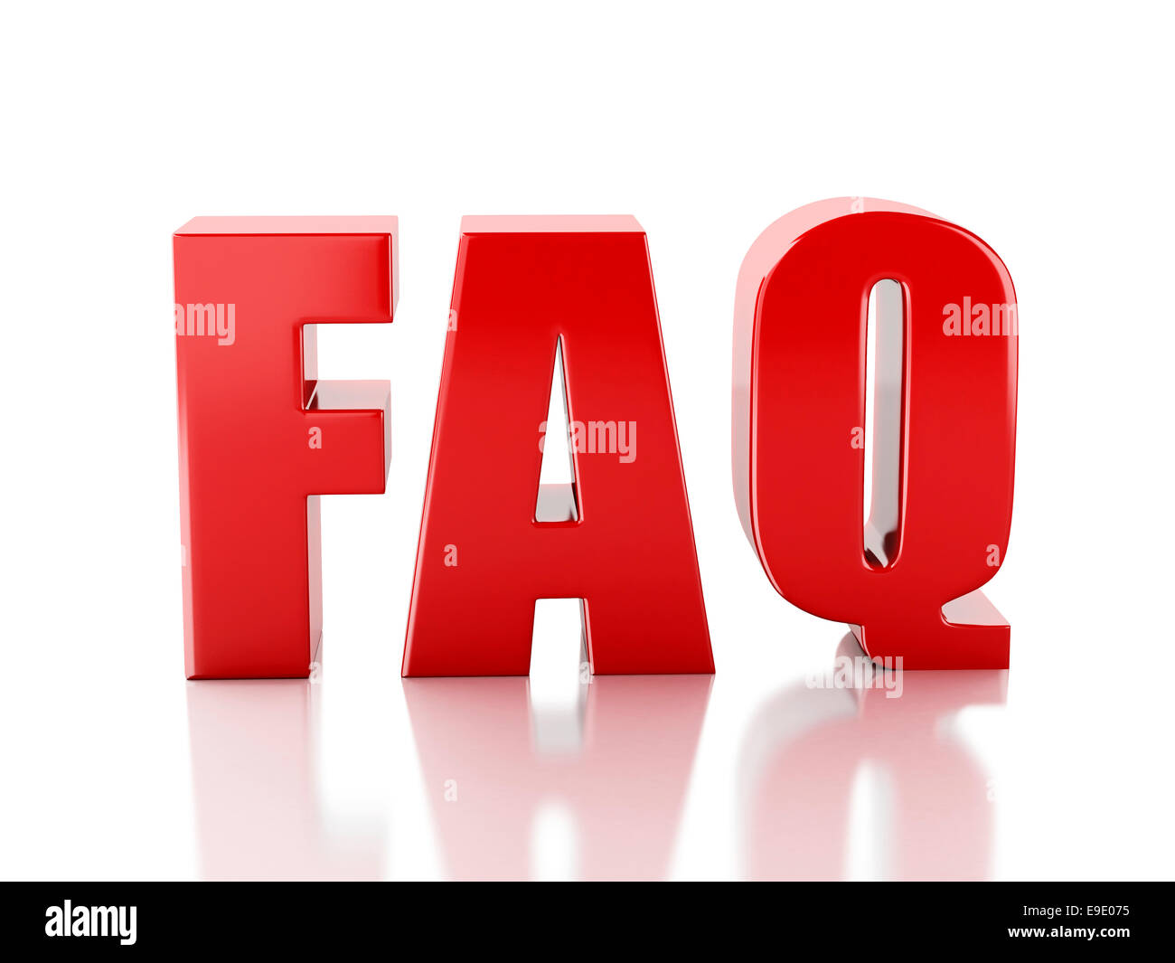 Imagen de Preguntas Más Frecuentes. FAQ concepto. Ilustración 3d sobre fondo blanco. Foto de stock