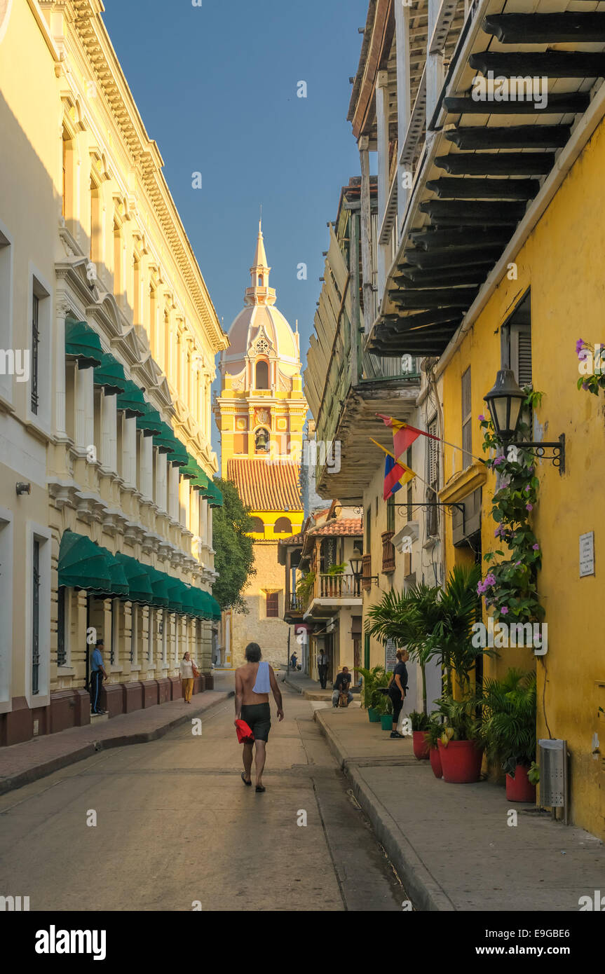 Las calles de la ciudad de Cartagena de Indias, Colombia Foto de stock