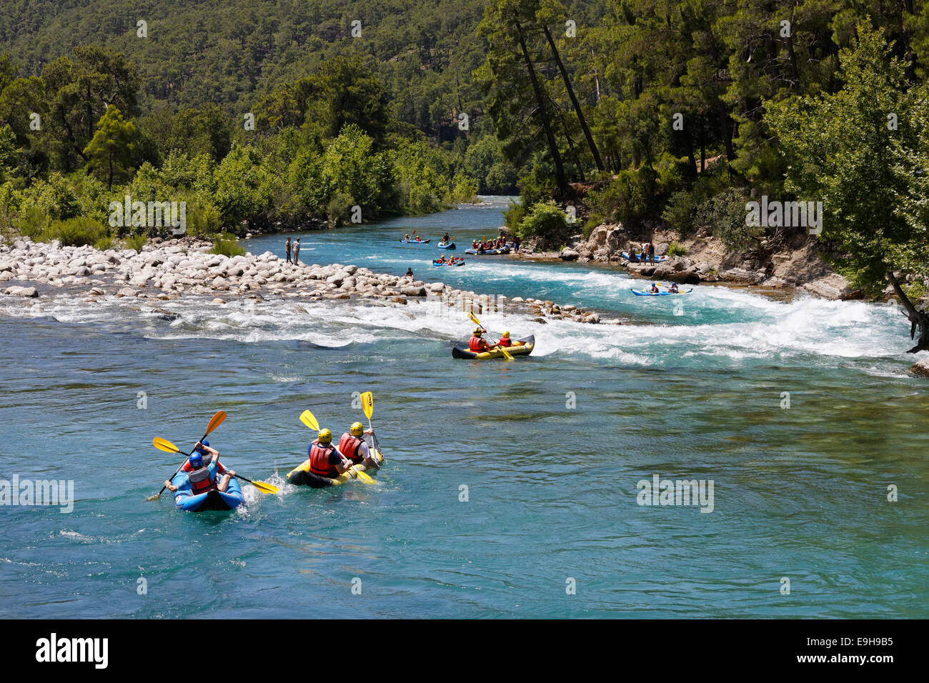 Remaban, rafting en el río, Köprülü Köprüçay Canyon National Park, de la provincia de Antalya, Turquía Foto de stock