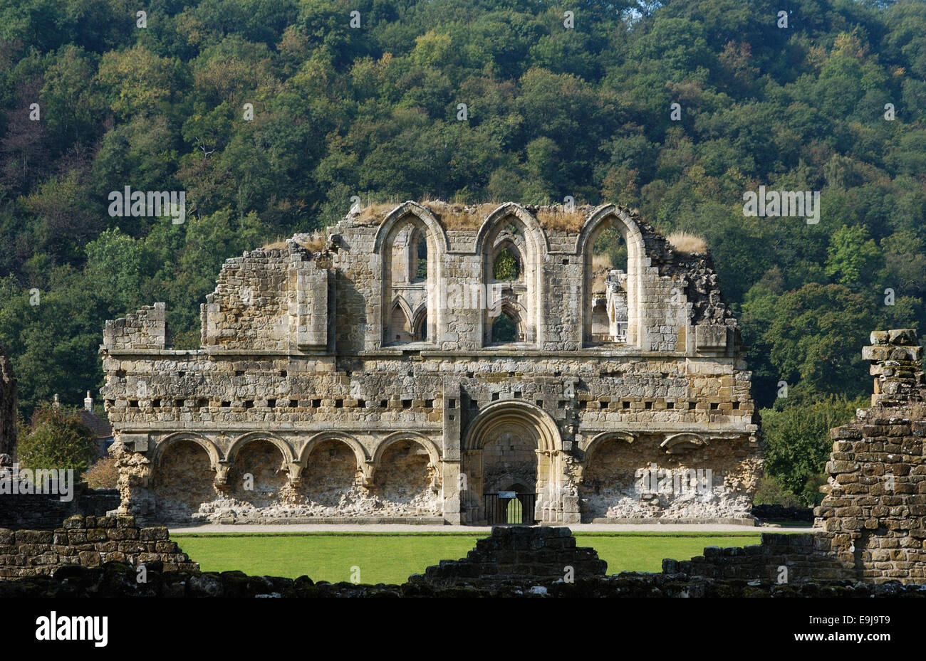 La Abadía de Rievaulx, refectorio, North York Moors National Park, North Yorkshire, Inglaterra 030915 0322 Foto de stock