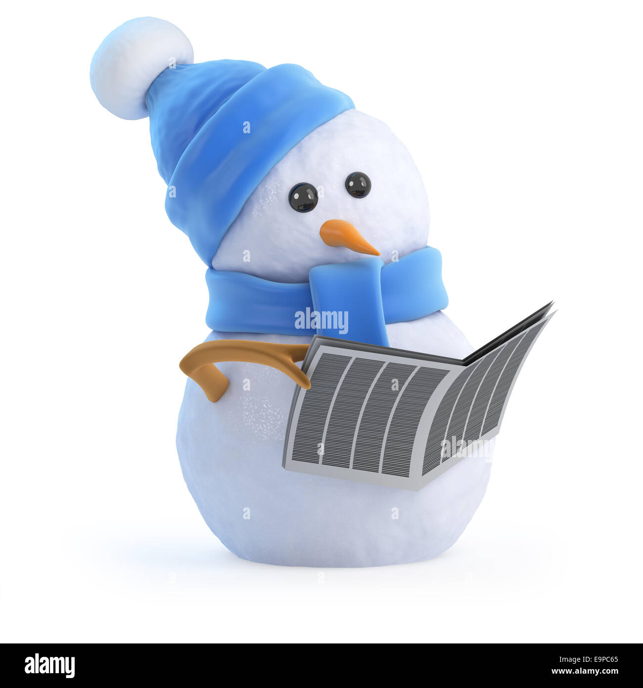 3D Render de un muñeco de nieve leyendo un periódico Fotografía de stock -  Alamy