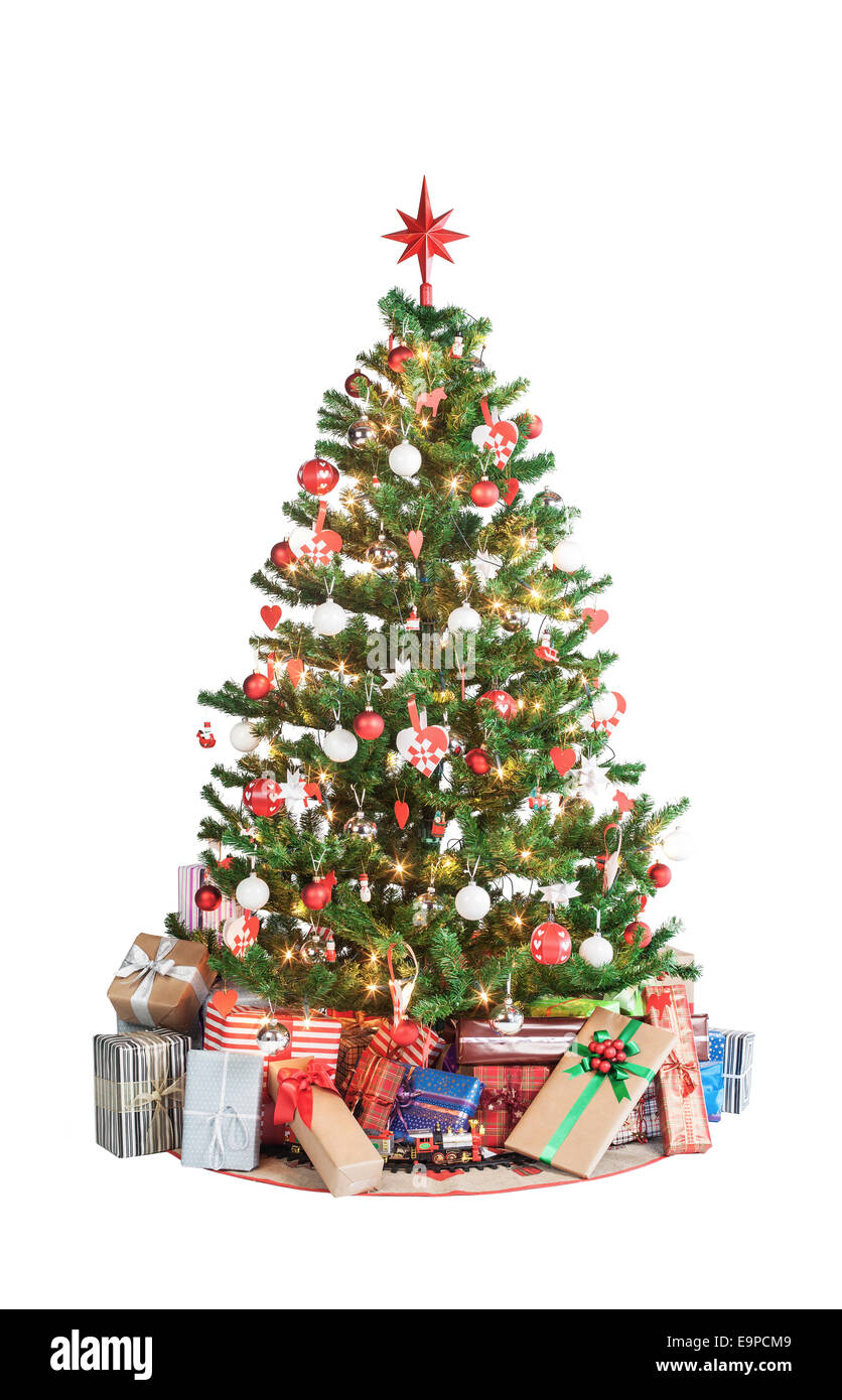Hermoso árbol de navidad aisladas sobre fondo blanco - Foto de estudio Foto de stock