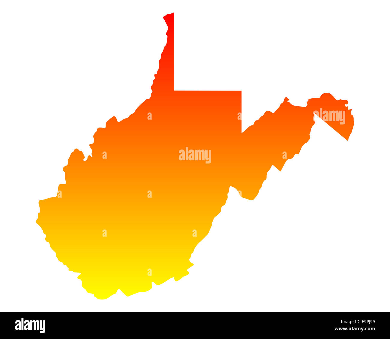 Mapa de West Virginia Foto de stock
