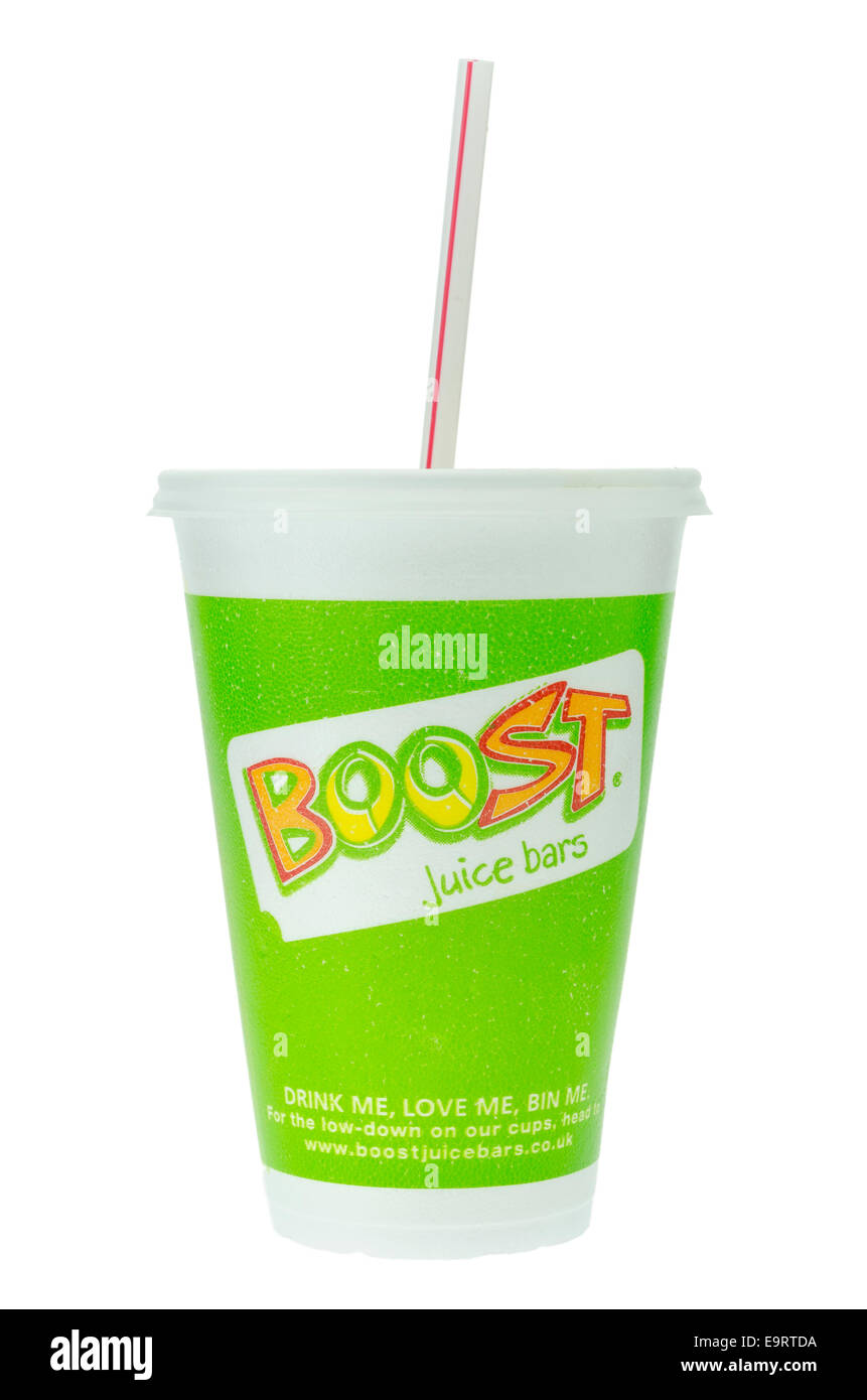 Boost Juice zumo de fruta fresca bebida con paja. Foto de stock