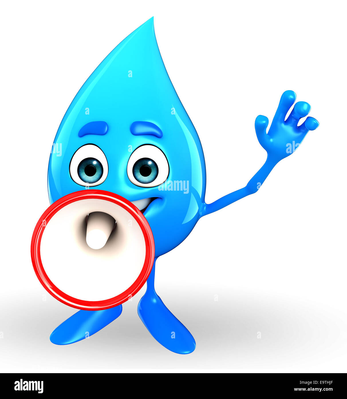Personaje de dibujos animados de una gota de agua con altavoz Fotografía de  stock - Alamy