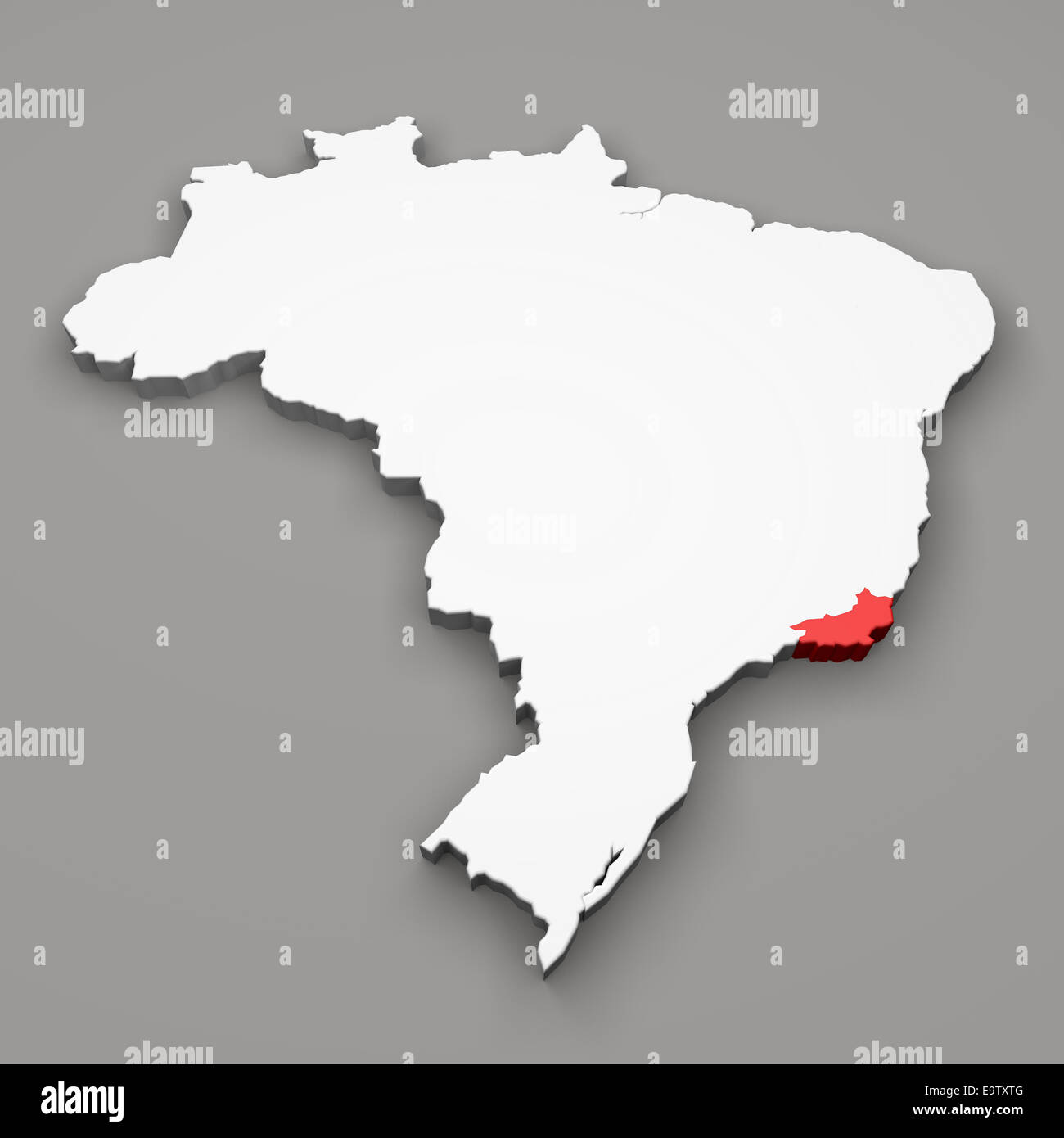 El Estado De Rio De Janeiro En El Mapa De Brasil Sobre Fondo Gris Fotografia De Stock Alamy