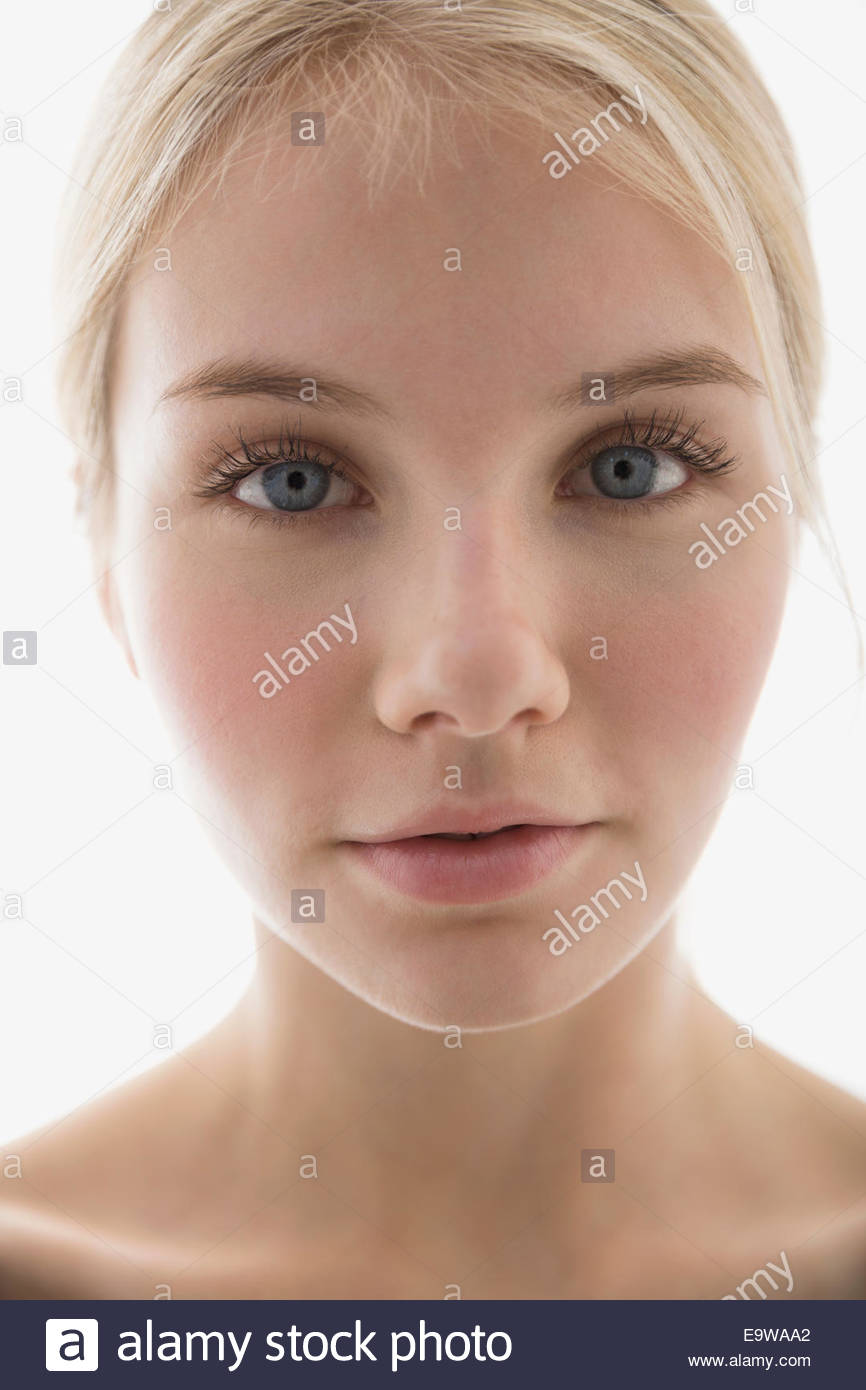 Close Up retrato de mujer joven rubia graves Foto de stock