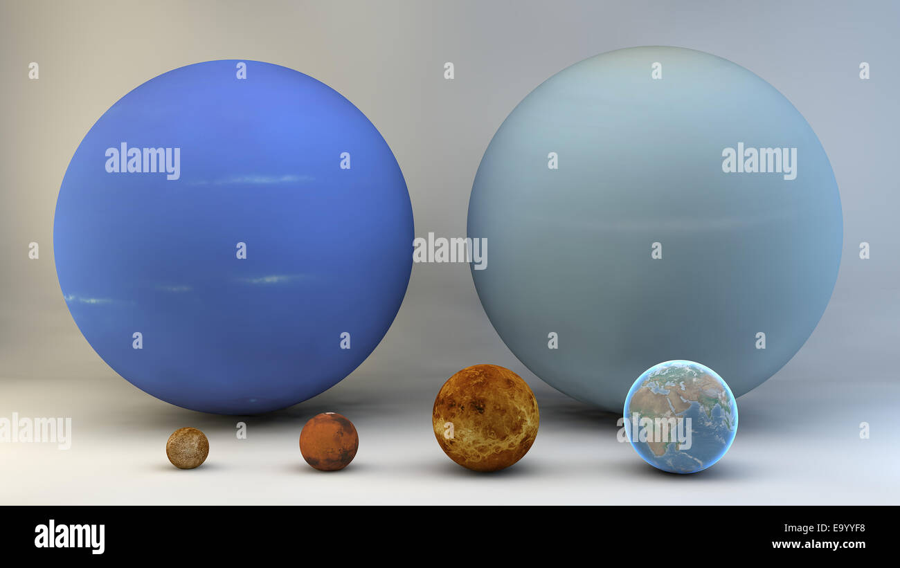 Los planetas en orden de tamaño, magnitud, área Fotografía de stock - Alamy