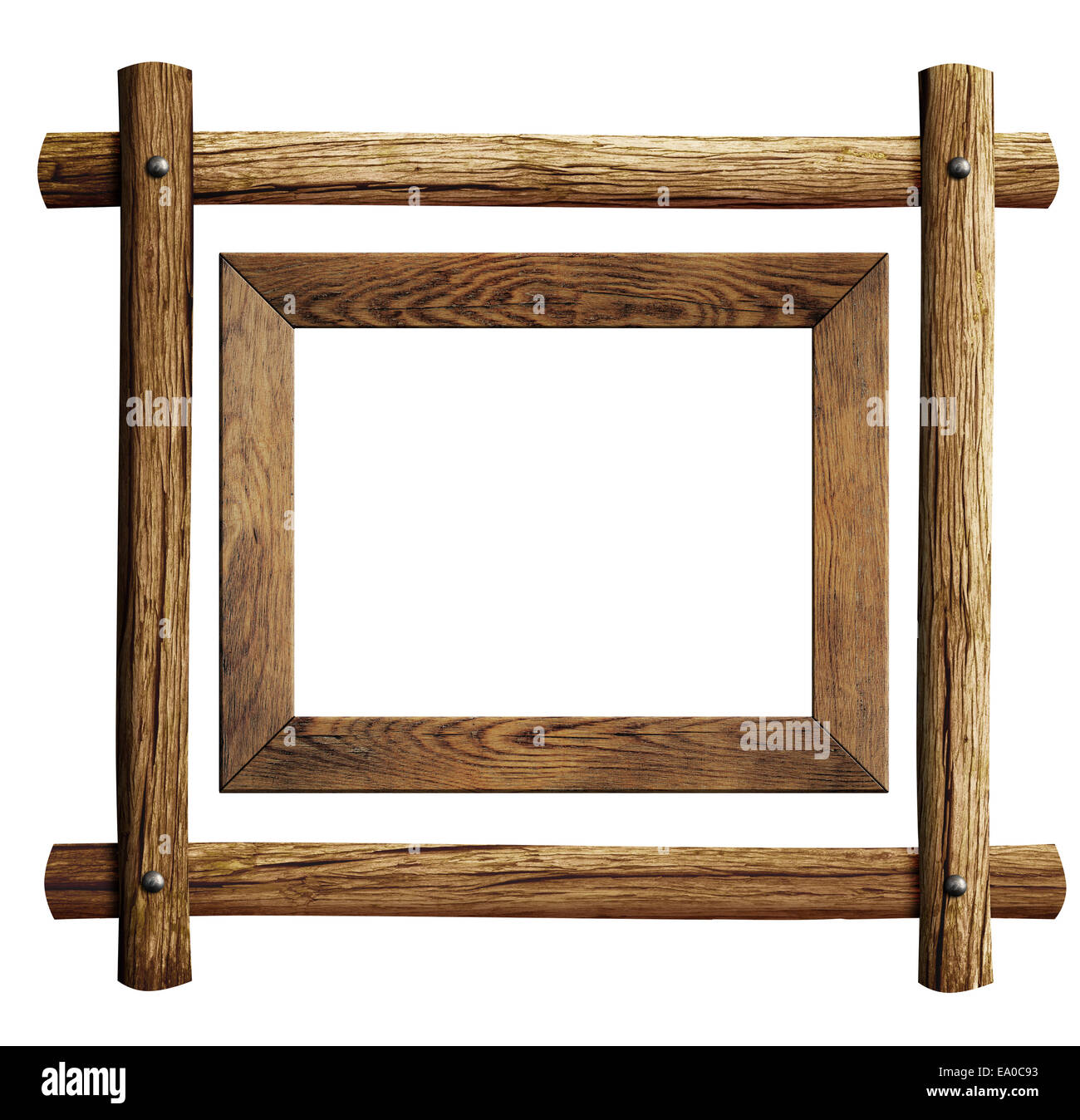 Conjunto de marcos de madera aislado Fotografía de stock - Alamy