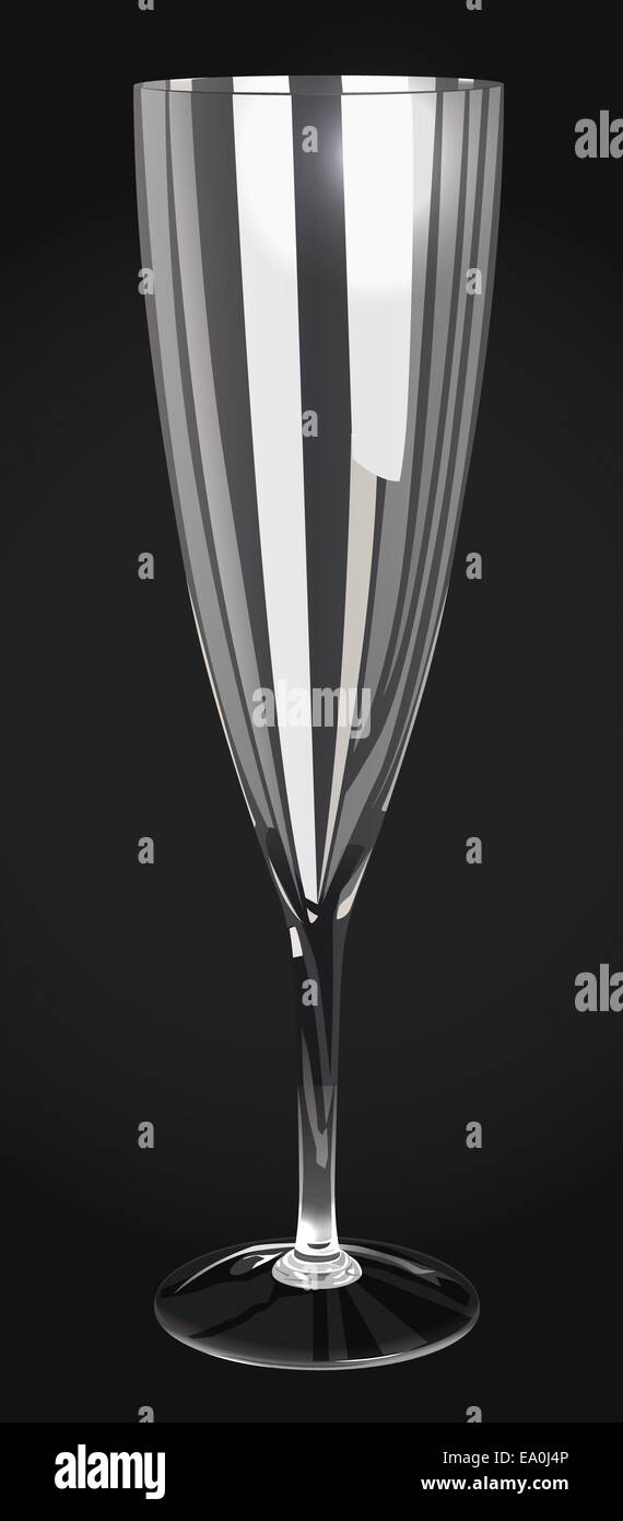 Copa de Champaña vectorial sobre fondo gris oscuro, 10 EPS vector, transparencia utilizada Ilustración del Vector