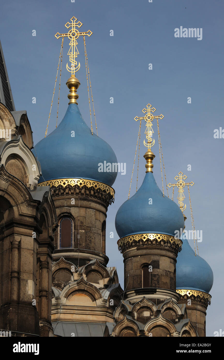 La iglesia ortodoxa rusa de la Iglesia de San Simeón en Dresde, Sajonia, Alemania. Foto de stock