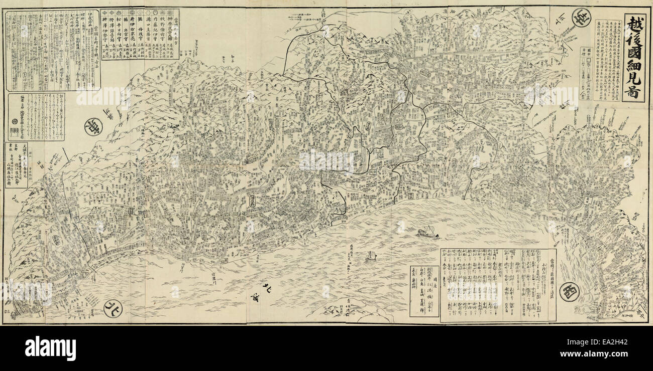 Mapa detallado de la provincia de Echigo Fotografía de stock Alamy