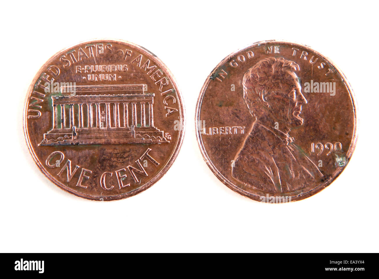 Moneda de un centavo de dólar Foto de stock
