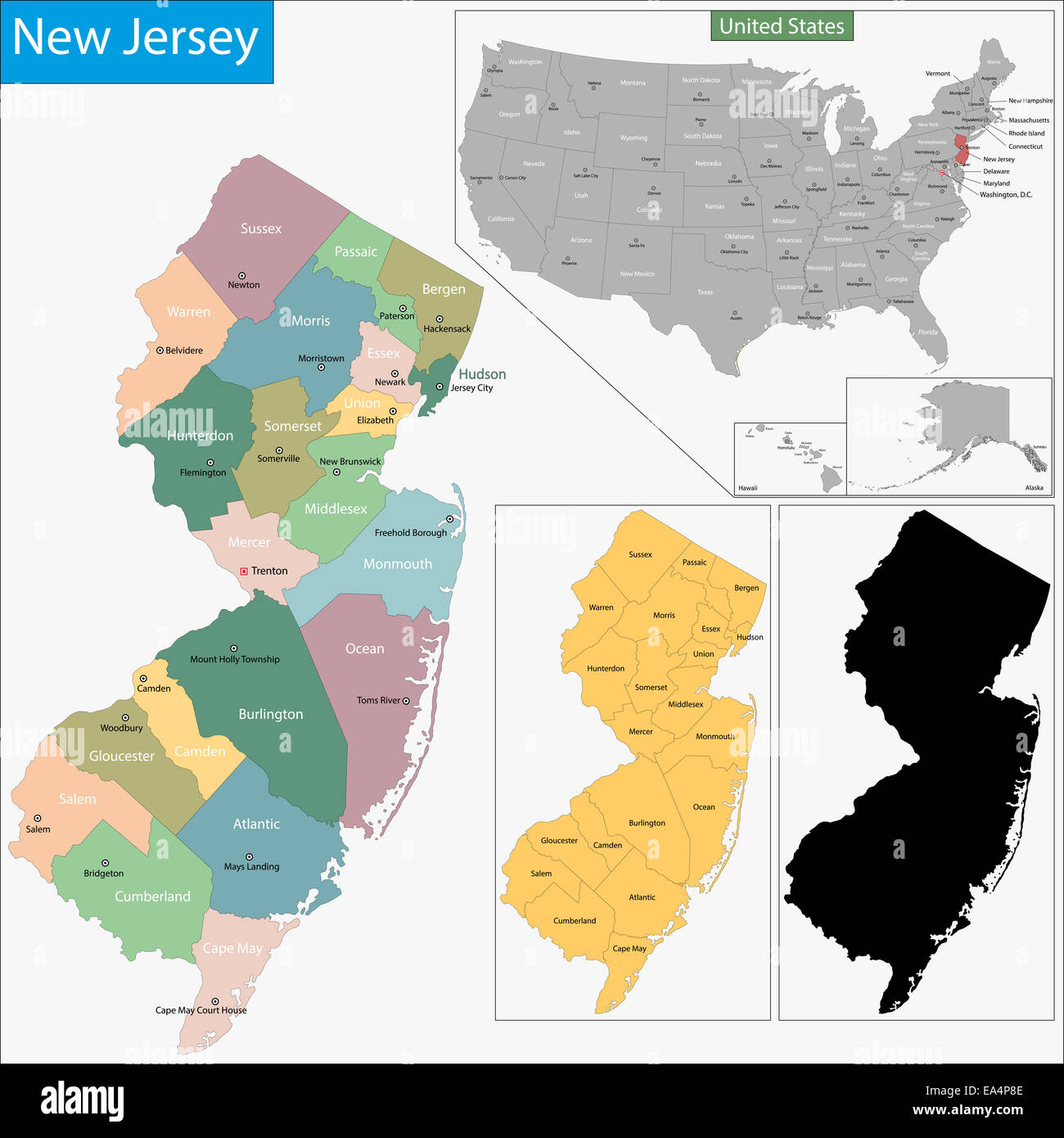 Mapa de New Jersey Foto de stock