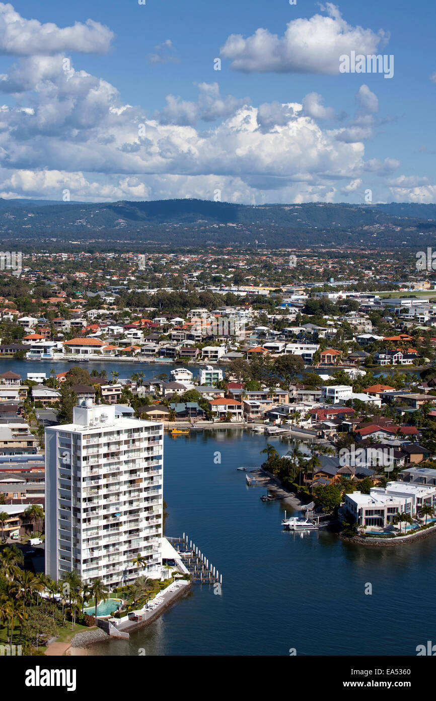 Vista aérea de la ciudad de Gold Coast Foto de stock