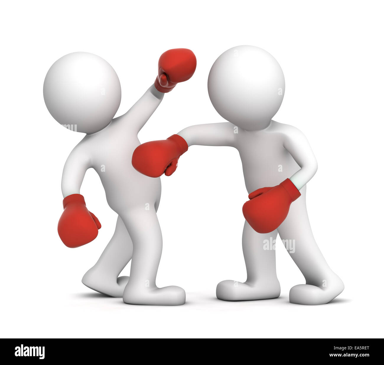 Dos boxeadores durante el combate de boxeo. Aislado en blanco Foto de stock