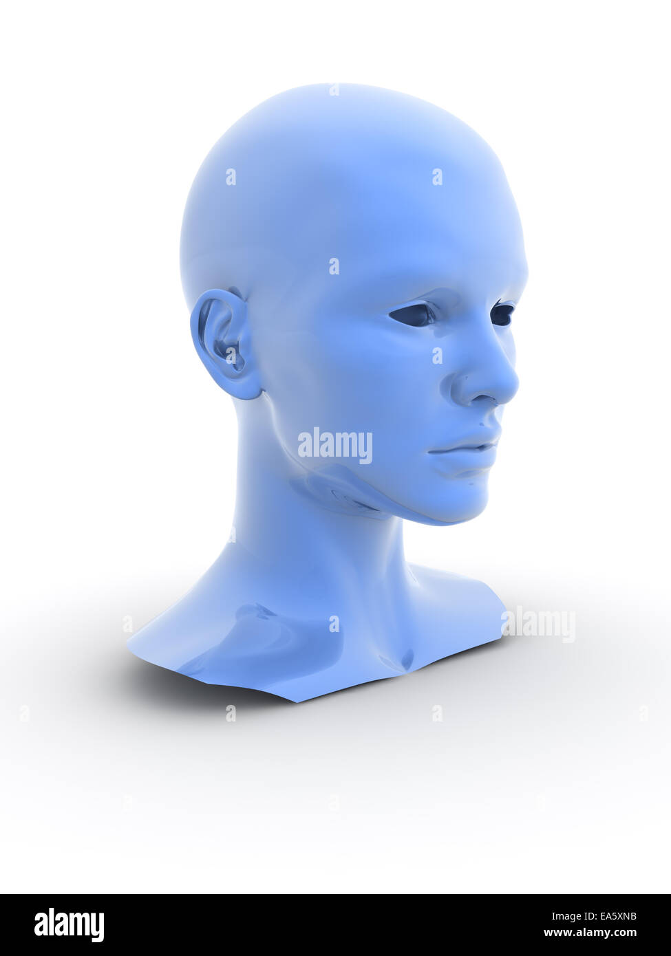 Azul metalizado Modelo humano 3d imagen generada digitalmente. Foto de stock