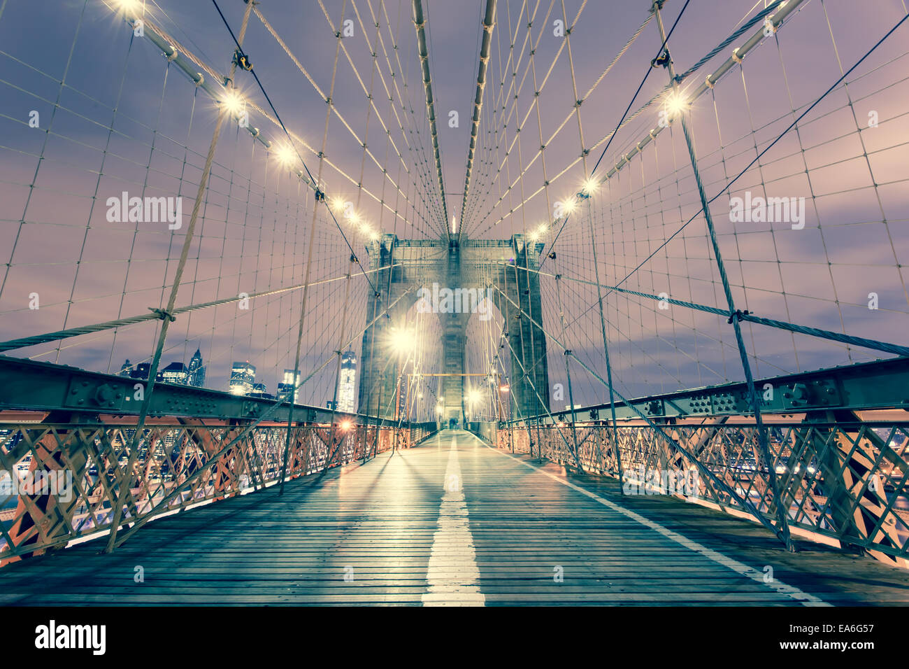 Ee.Uu., Estado de Nueva York, Ciudad de Nueva York, Vista del Puente de Brooklyn Foto de stock