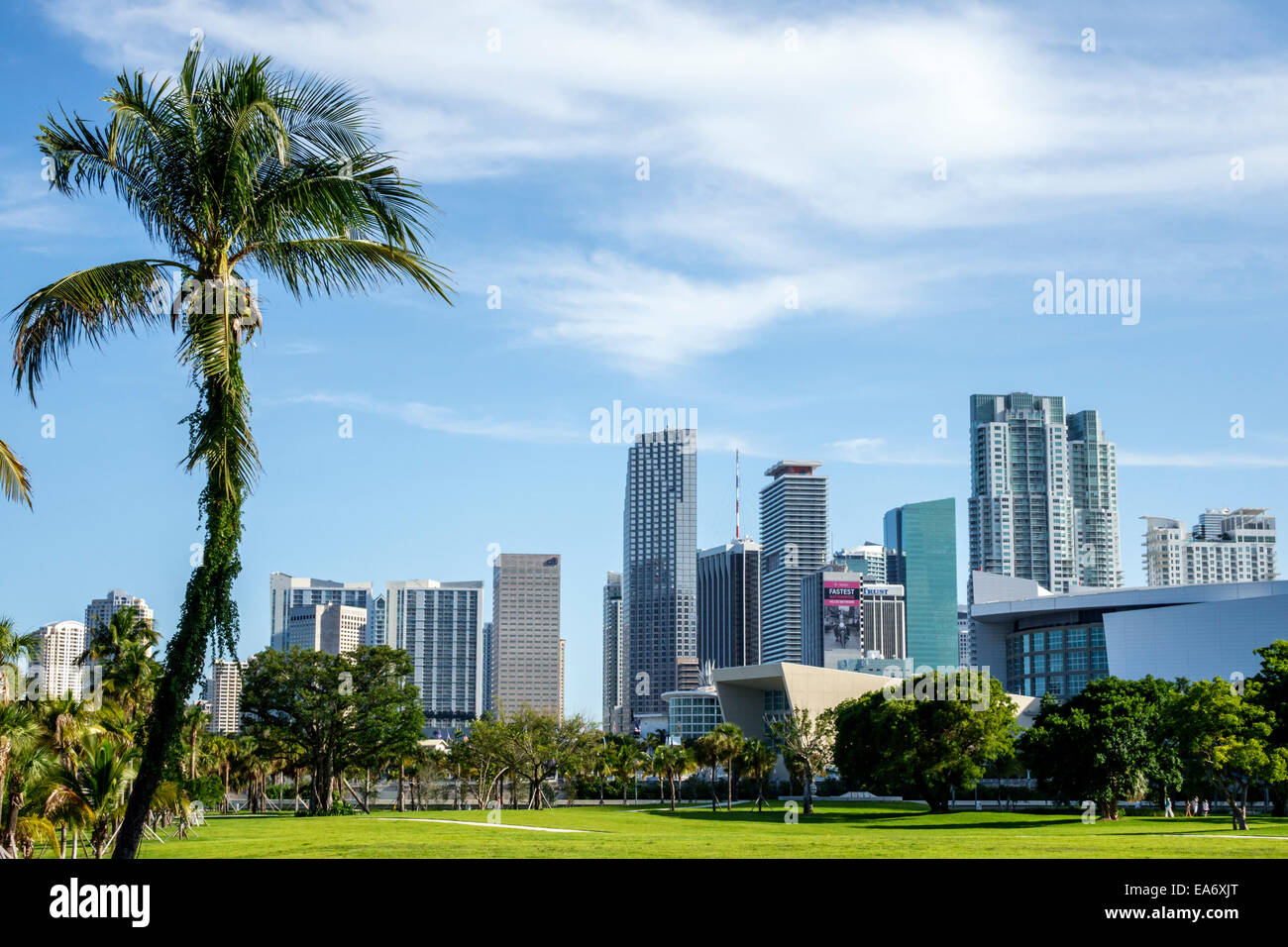 Miami Florida, Museum Park, horizonte urbano, rascacielos, edificios, oficinas, apartamentos residenciales apartamentos edificio edificios vivienda, Foto de stock