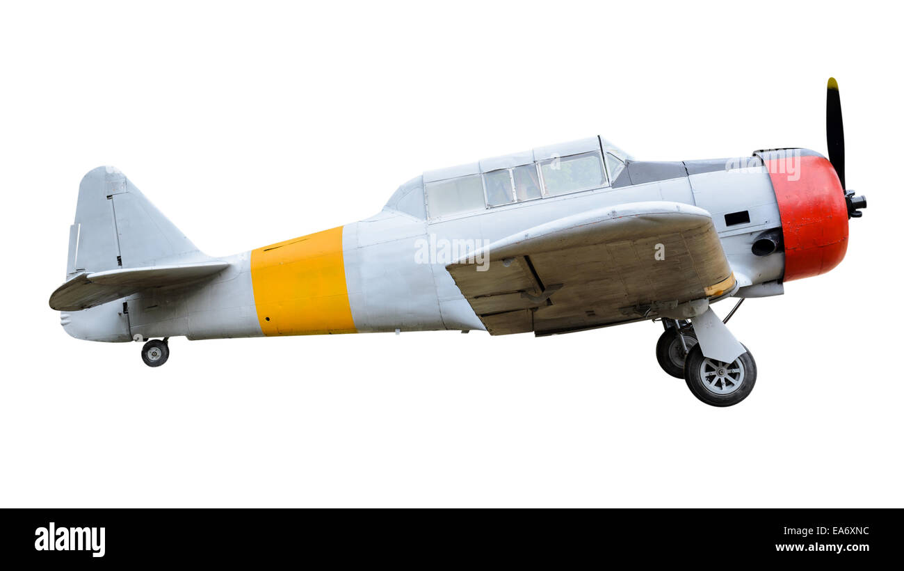 Viejos aviones de combate aislado sobre fondo blanco con los trazados de recorte Foto de stock