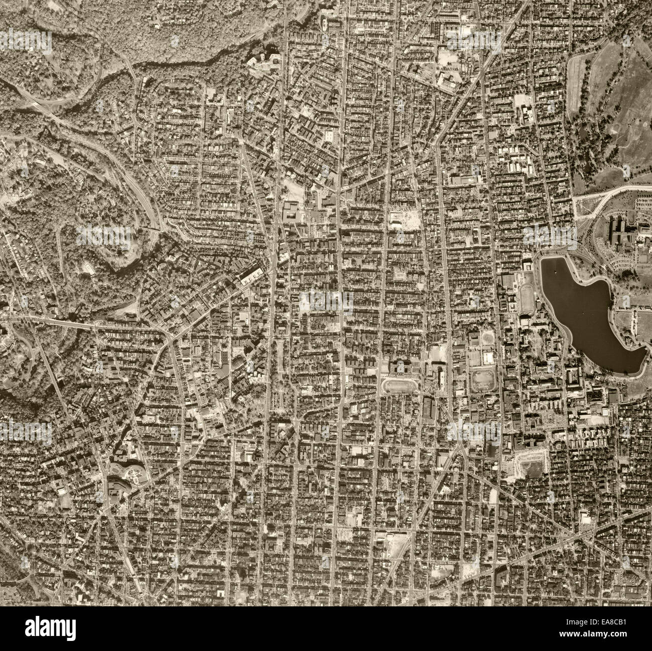 Fotografía aérea histórica de Washington, DC, 1968 Foto de stock