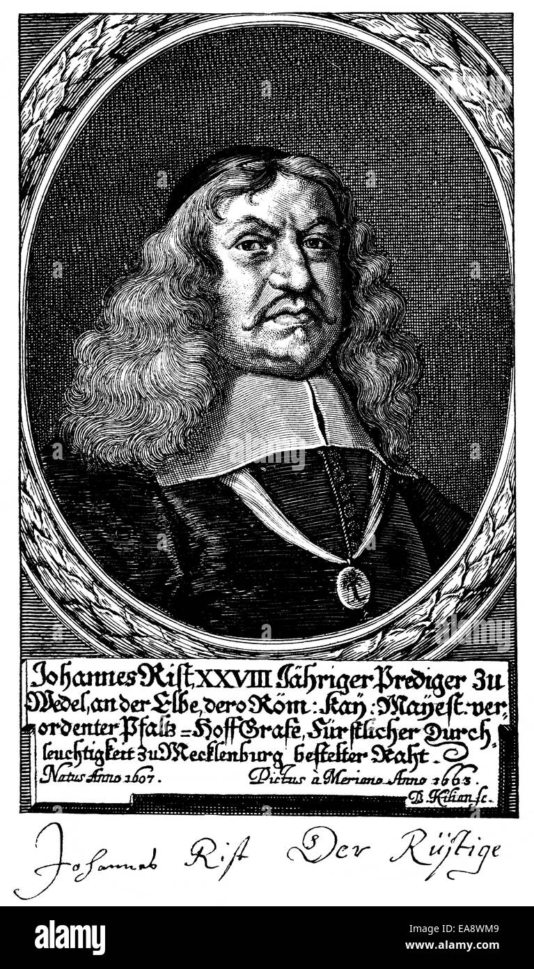 Johann Rist, 1607 - 1667, un poeta alemán y predicador evangélico-luterana, Johann Rist (1607 - 1667), ein deutscher Dichter und Foto de stock