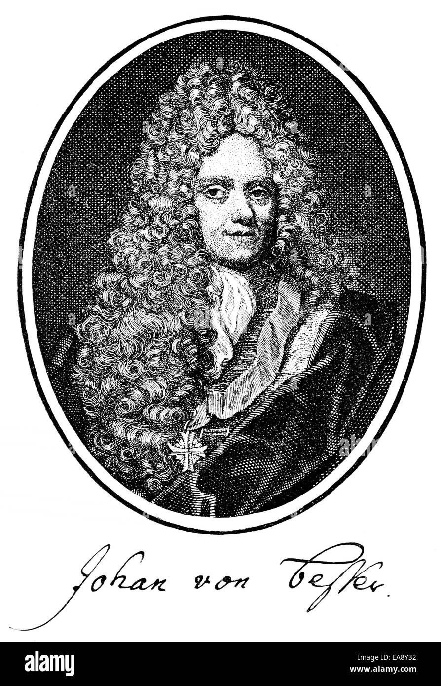 Johann von Besser, 1654 - 1729, un poeta alemán, 1621, Retrato von Johann von Besser (1654 - 1729), ein deutscher Dichter, Foto de stock