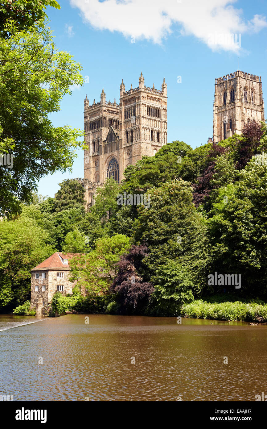 La catedral de Durham, la vista desde el otro lado del río el desgaste UK Foto de stock