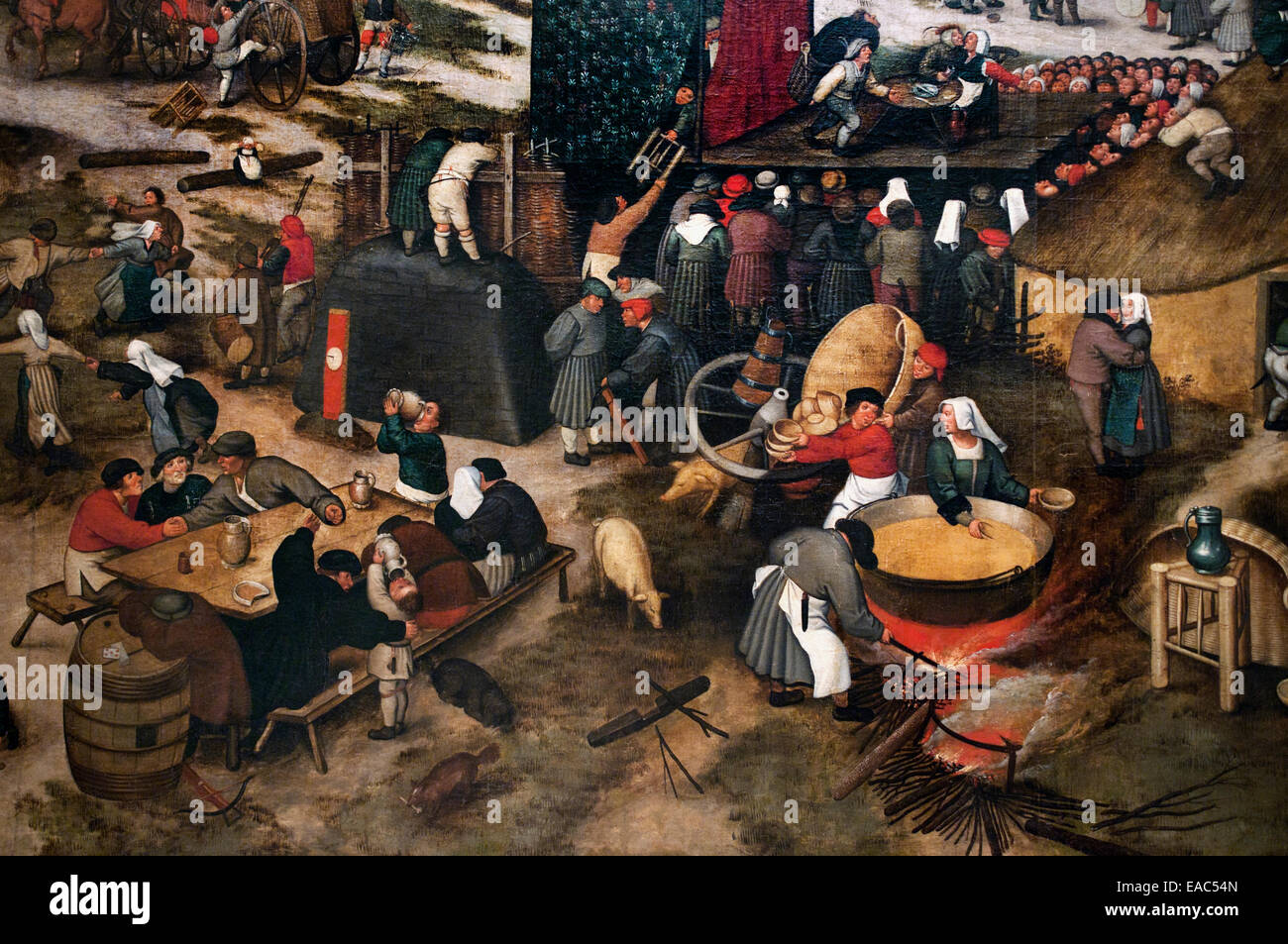 La aldea del carnaval con un teatro y una procesión - Pieter Brueghel ( Bruegel ) la joven 1616-1647 belga de Flandes Bélgica Foto de stock