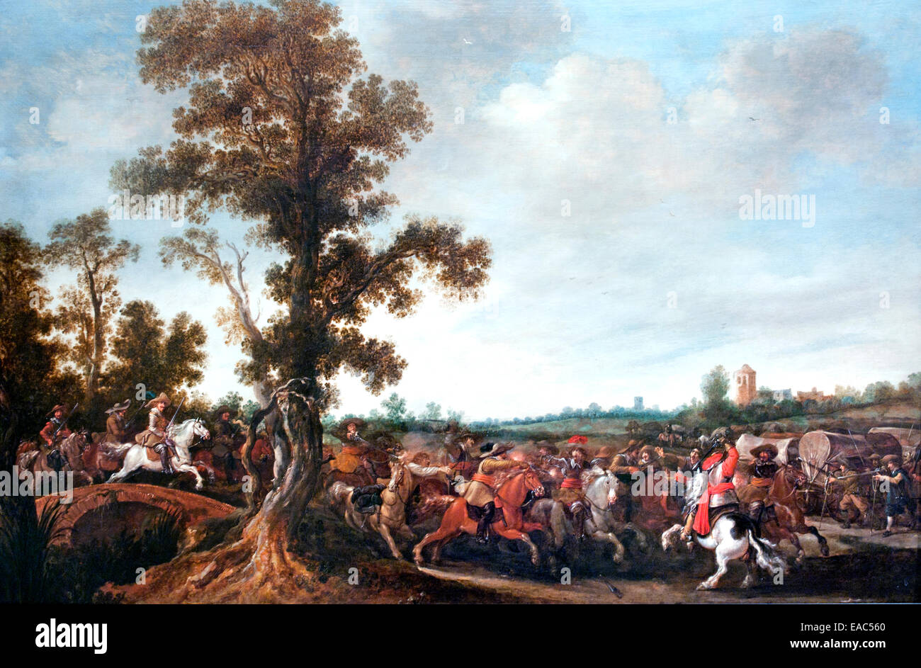 Ataque contra un convoy de Jonge Martszen 1631 Ene 1609-1647 la edad de oro holandesa paisajista Foto de stock