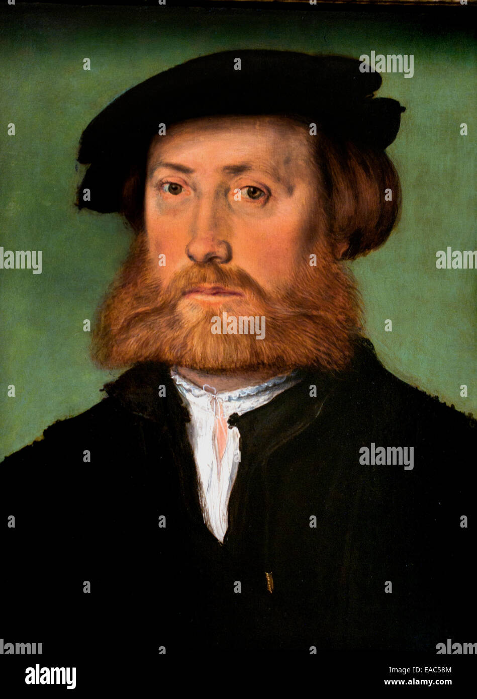 Retrato de hombre con la barba roja 1535 Escuela Flamenca Foto de stock