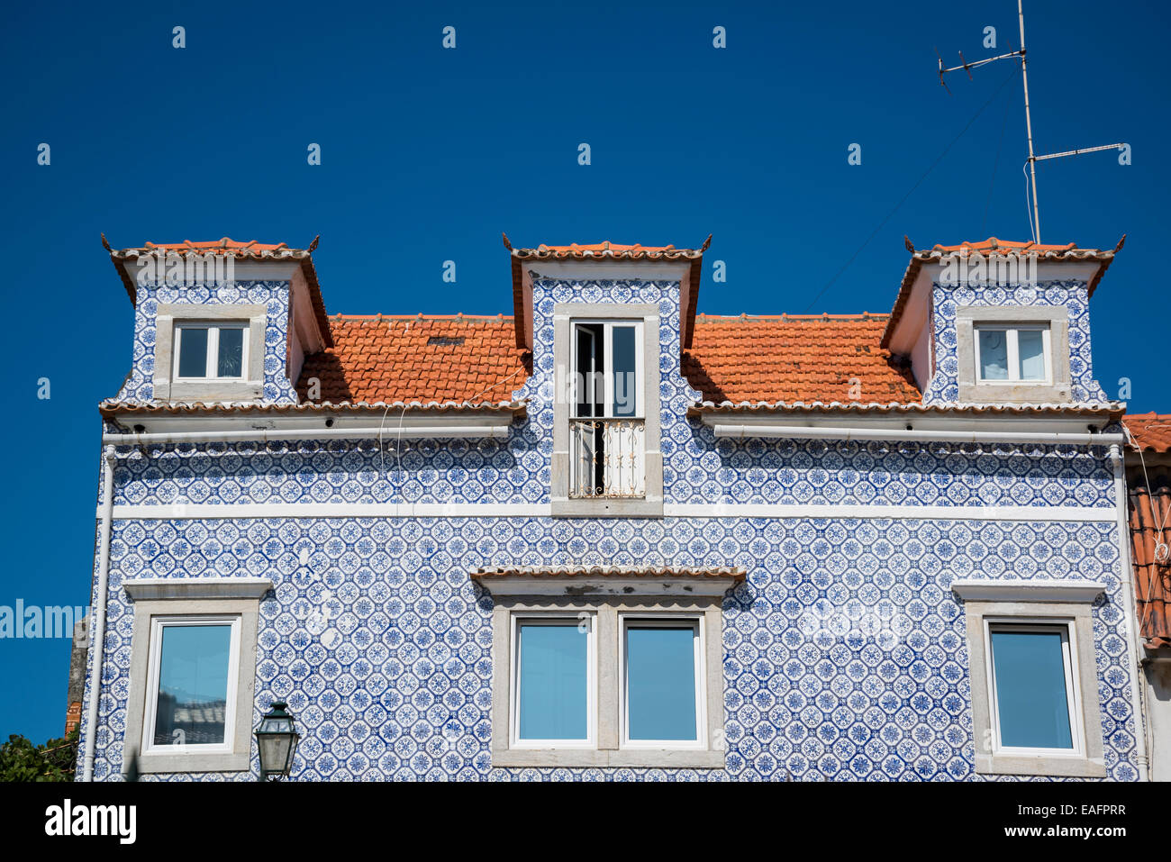 Azulejos Baldosas Azules Sobre Una Fachada De La Casa Cascais Lisboa Portugal Fotograf a De 