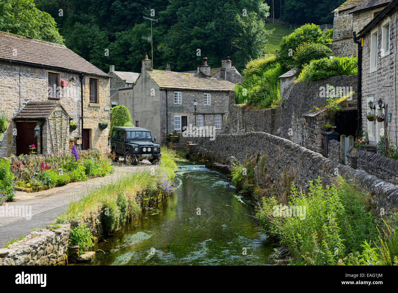 Peak District pueblo de Castleton en Derbyshire, Inglaterra Fotografía