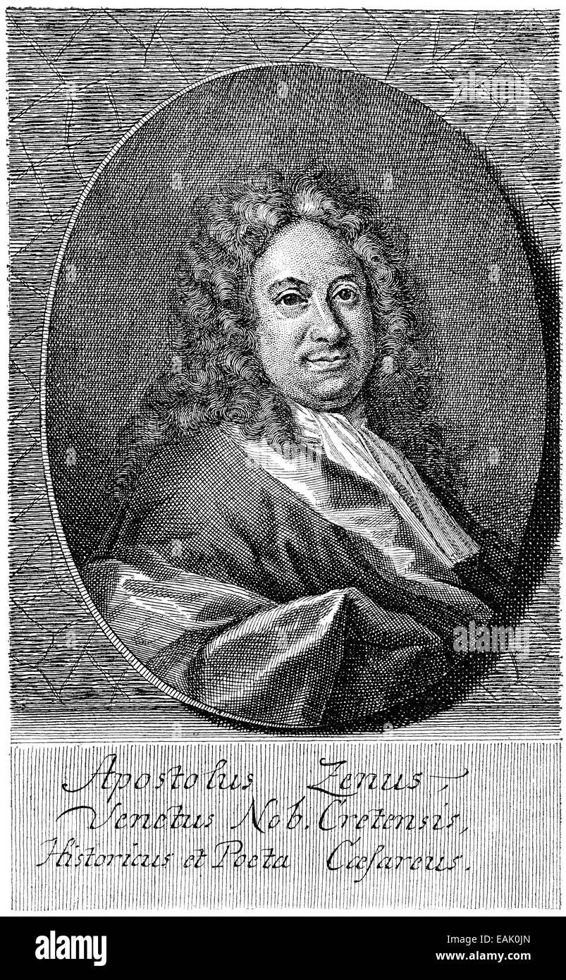 Apóstol Zeno, 1668 - 1750, un erudito italiano, poeta y libretista, Apóstol Zeno, 1668 - 1750, ein italienischer Gelehrter, D Foto de stock