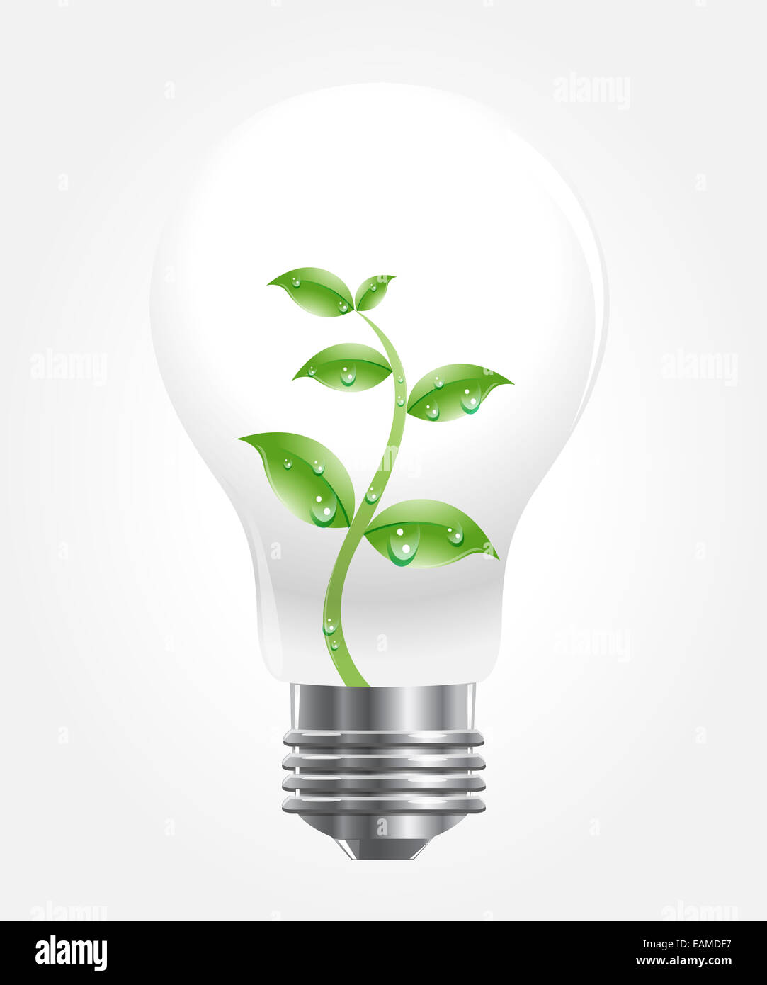 Bombilla de luz con la planta que crece en su interior, ilustración vectorial Foto de stock
