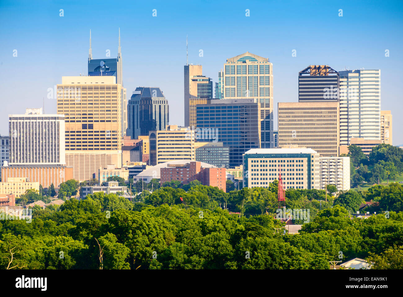 Nashville, Tennessee, EE.UU. Perfil del centro de la ciudad. Foto de stock