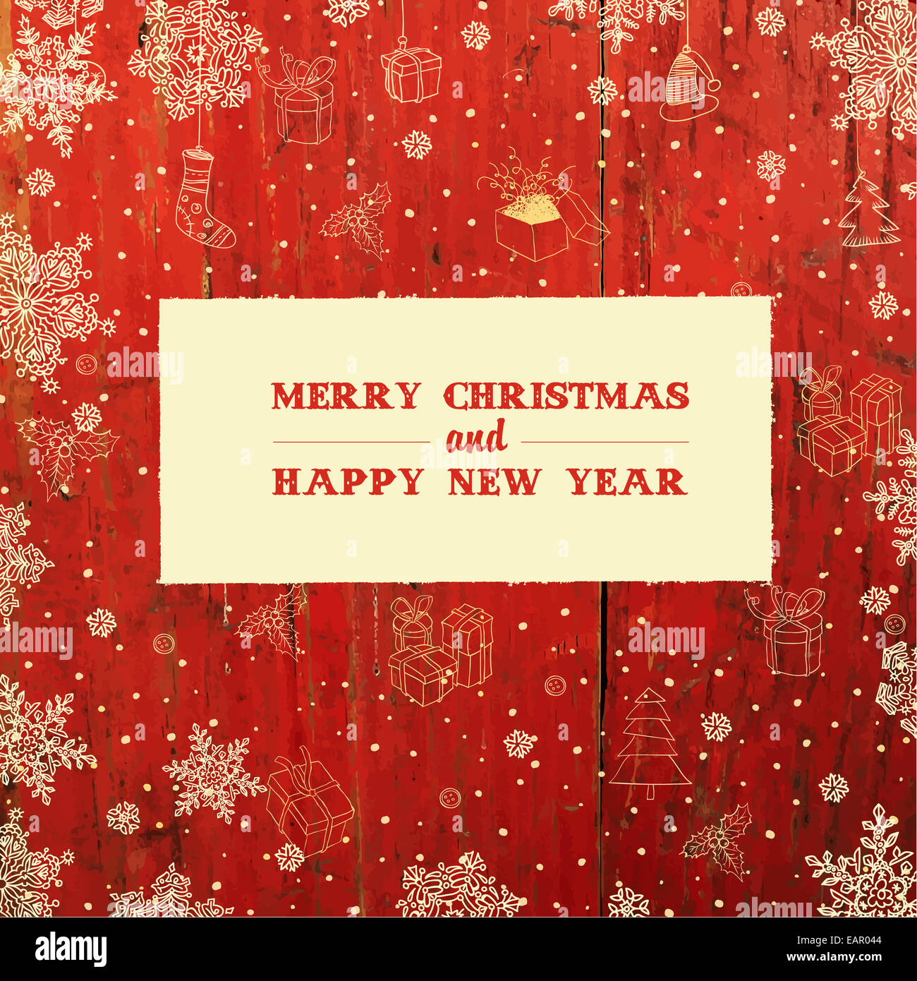 Diseño de tarjeta de Navidad de estilo retro. Vector. Foto de stock