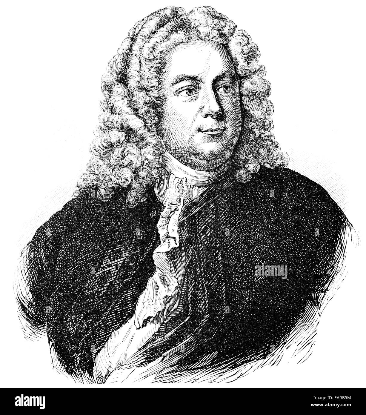 George Frederick Handel o George Frideric Handel, 1685 - 1759, un compositor germano-británico del Barroco, Georg Friedrich Händel Foto de stock