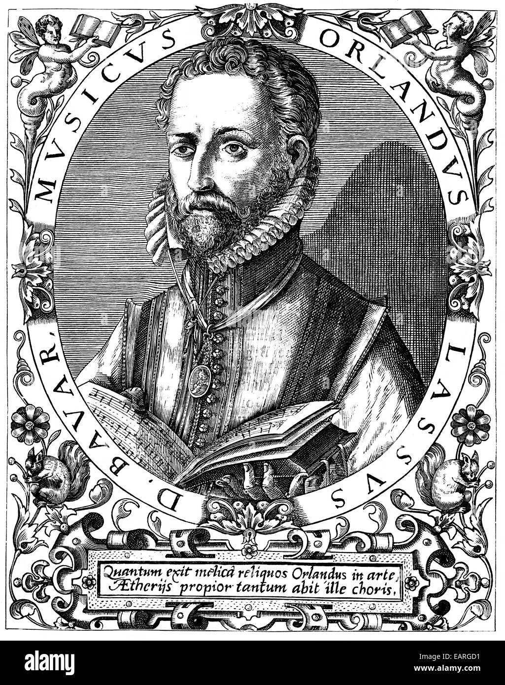 Orlandus Lassus o Orlando di Lasso o Orlande o Roland de Lassus, 1532-1594, compositor del Renacimiento, Retrato von Orlandu Foto de stock