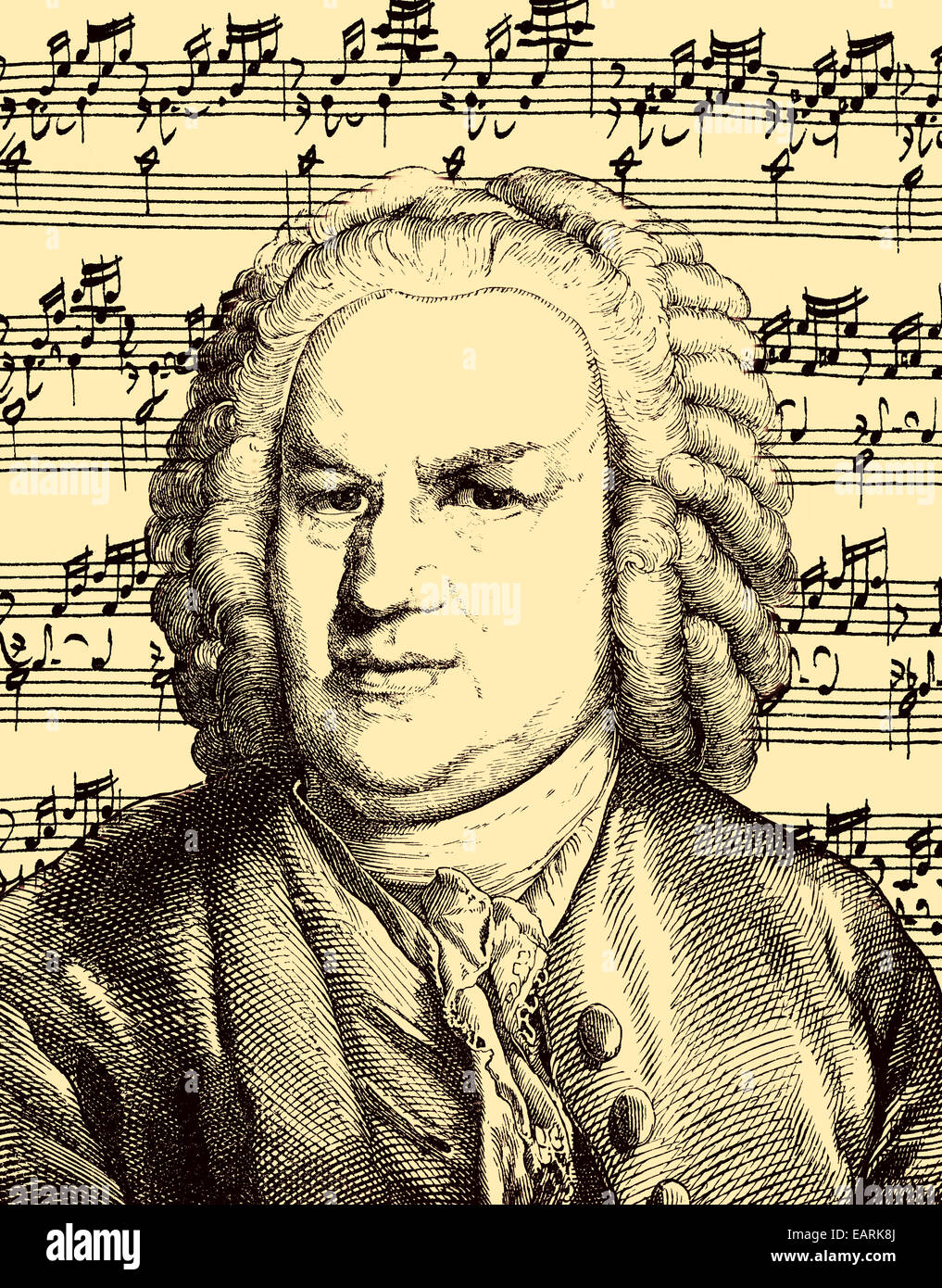 Johann Sebastian Bach, 1685 - 1750, un compositor alemán y órgano y  virtuoso del piano del Barroco, Notenhandschrift und retrato Fotografía de  stock - Alamy