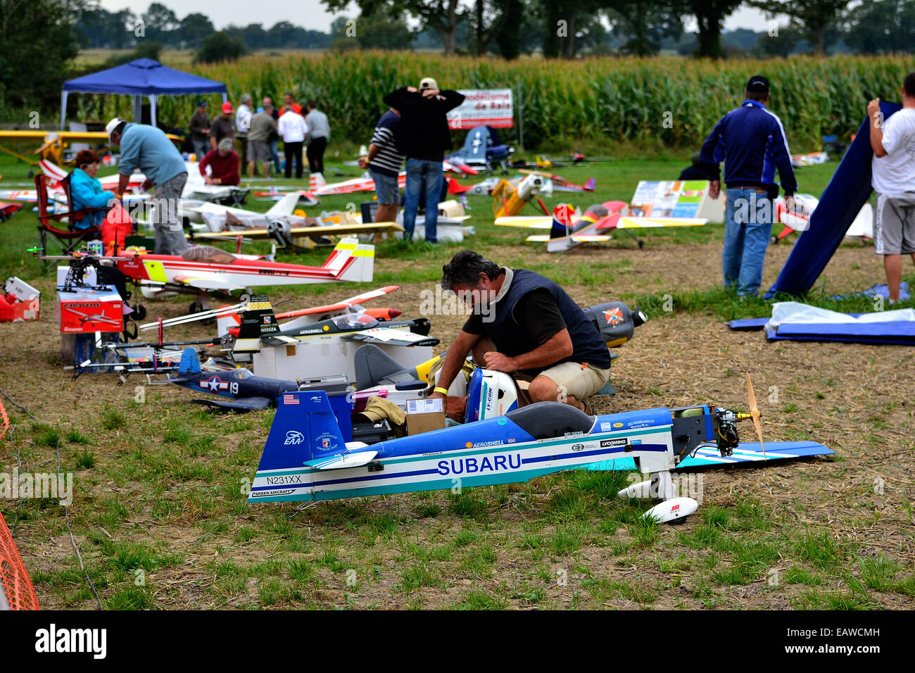 Reunión de aeronaves modelos de Aron (Mayenne, País del Loira, Francia). Foto de stock