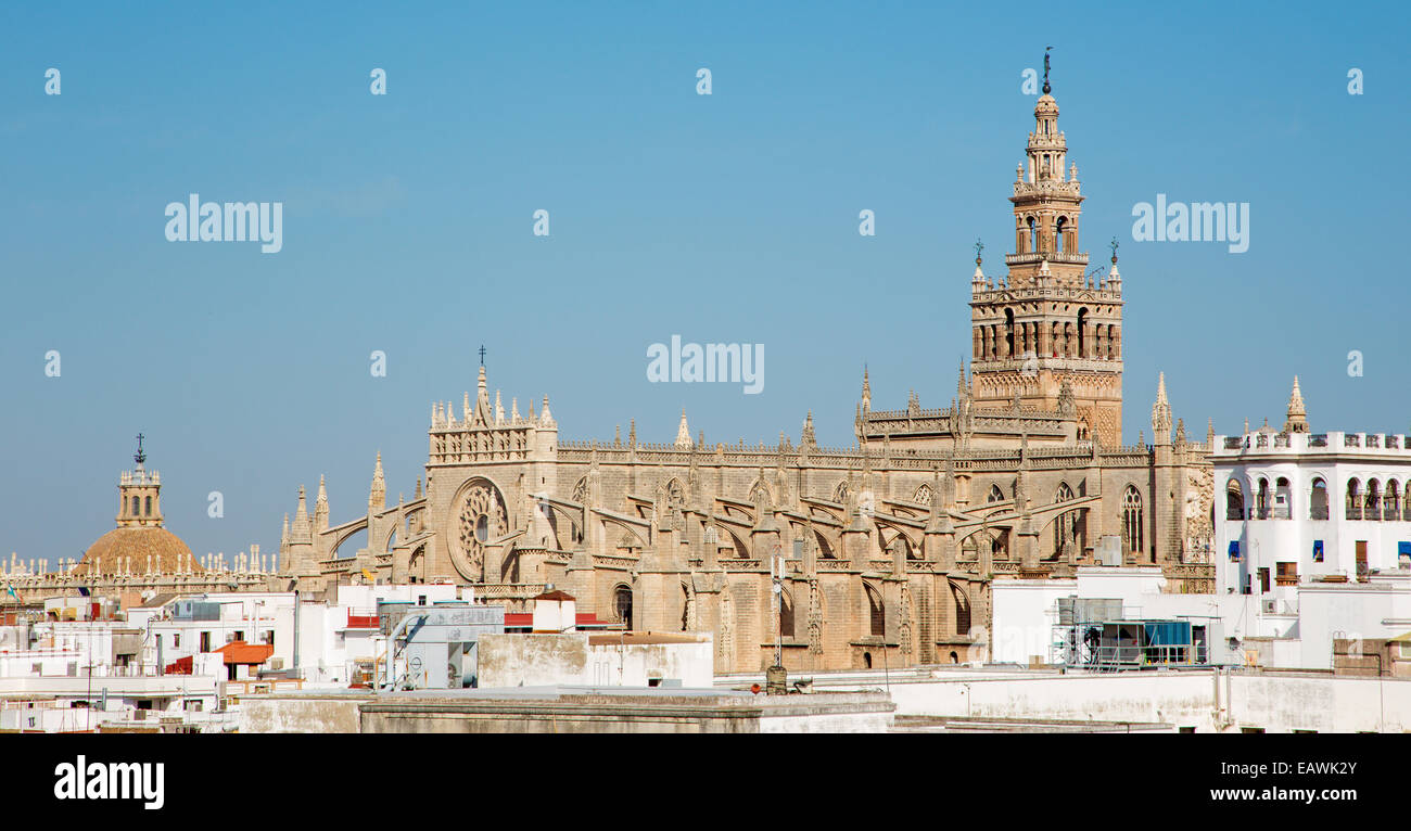 Sevilla - La Catedral de Santa María de la Sede de Torre del Oro. Foto de stock