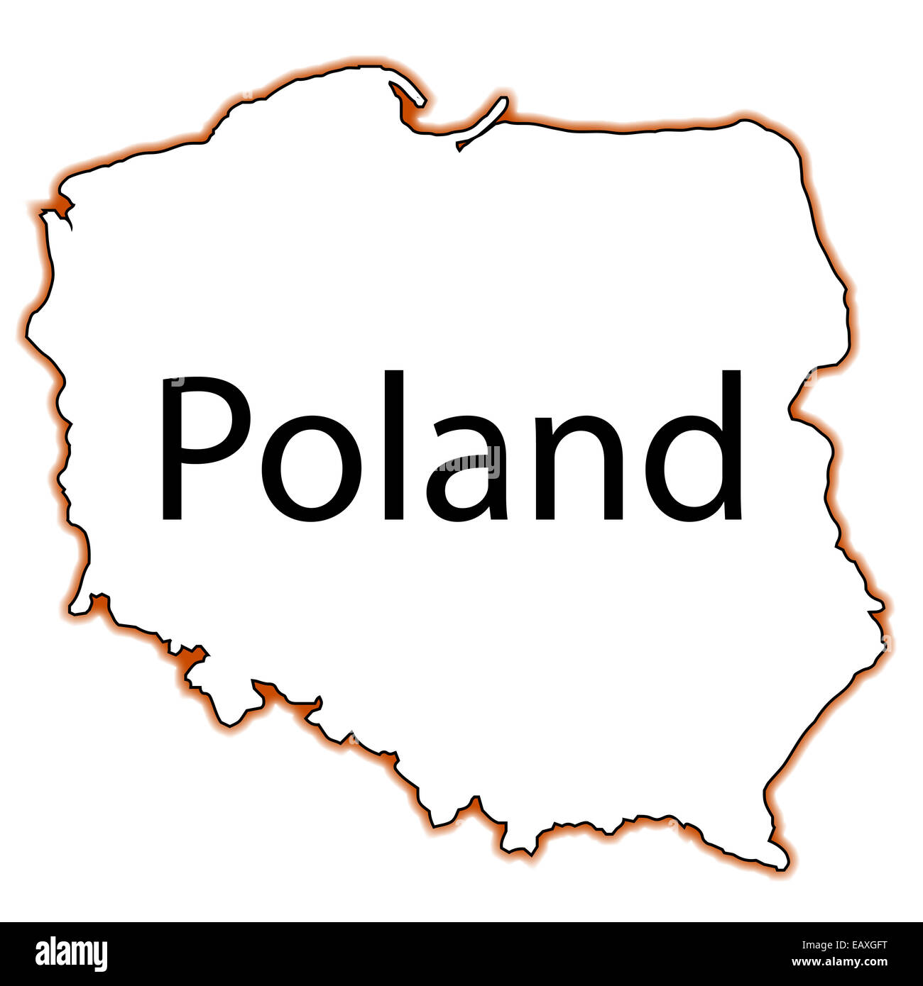 Mapa de esquema de Polonia sobre un fondo blanco. Foto de stock